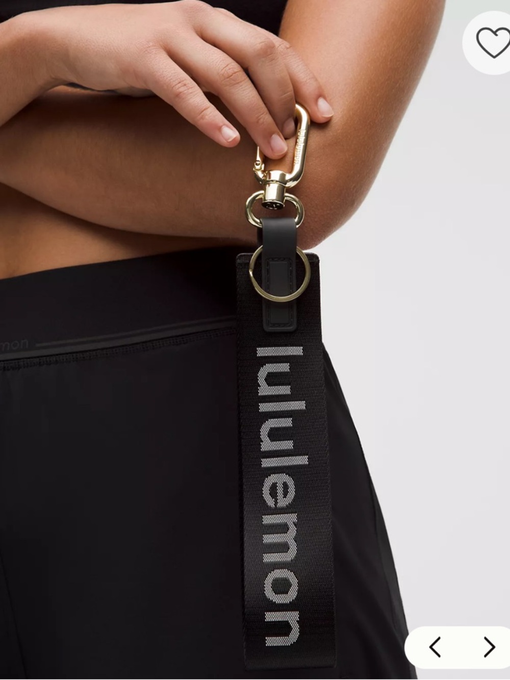 Lululemon Black Logo Wrist Key Strap